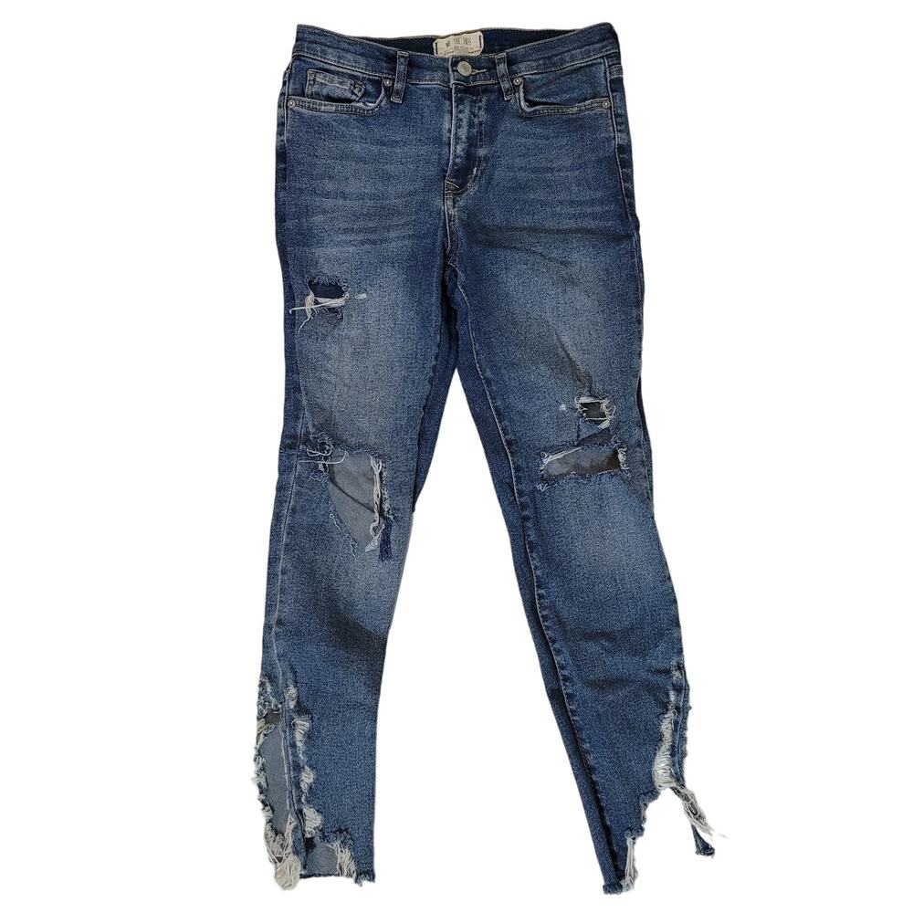 We The Free	Size	27 Medium Wash Super Distressed Skinny Jeans Denim Grunge Punk‎